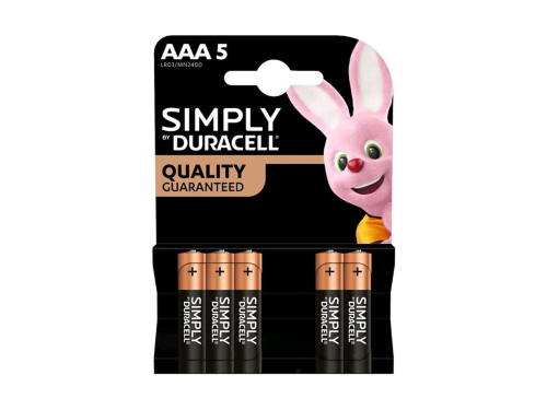 DURACELL SIMPLY BATTERIE MINI STILO AAA LR03 5 Pz.